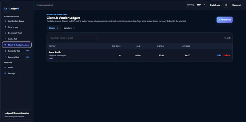 Ledgerail screenshot 6