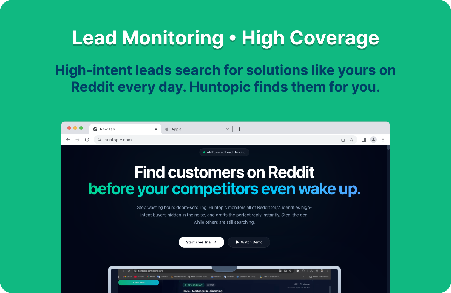 Huntopic - Main product screenshot demonstrating key features and user interface