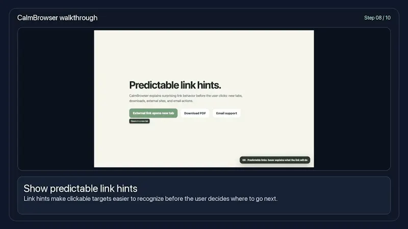 CalmBrowser screenshot 1 (video preview)