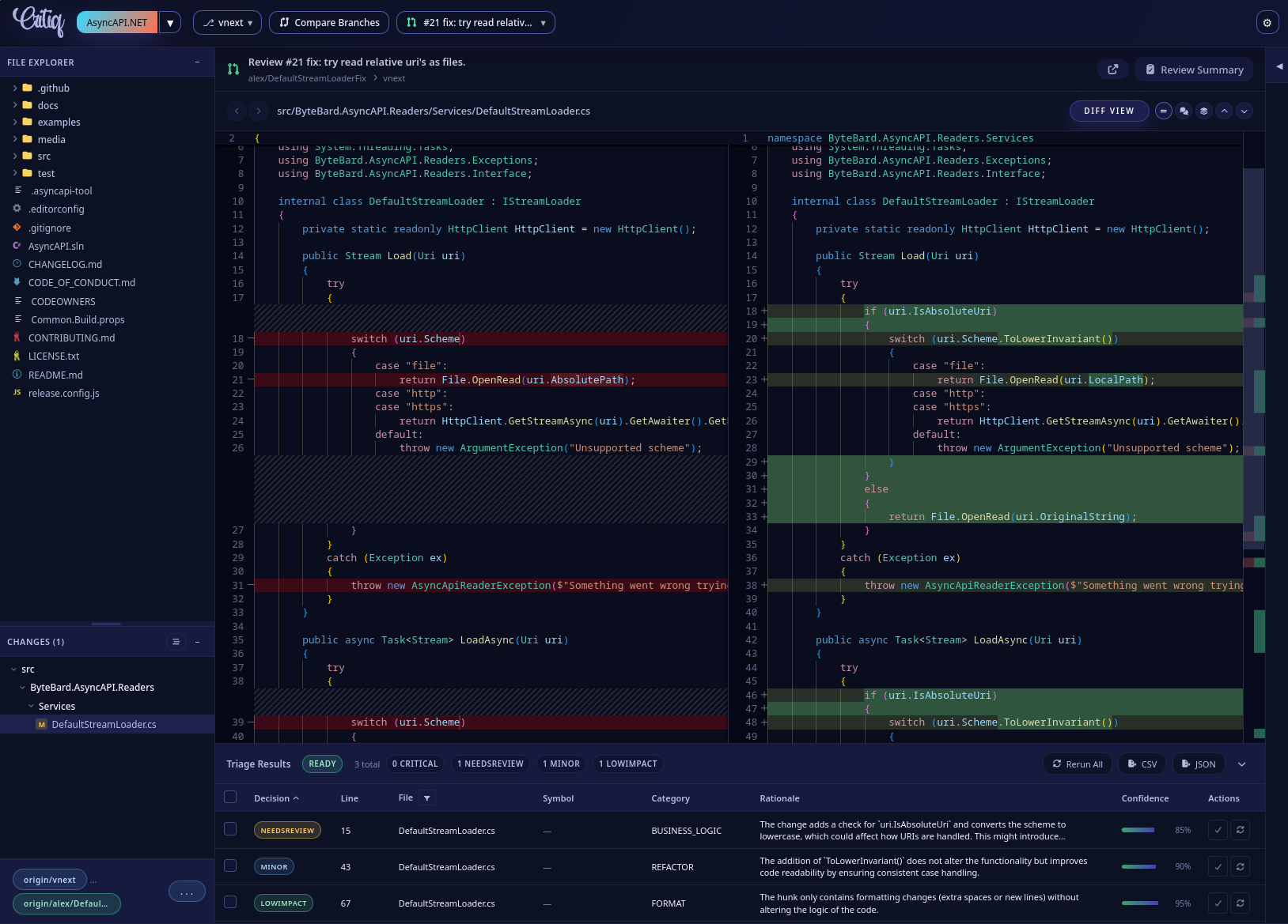 Critiq - Codereviews rewired - Screenshot 4 showing product features and functionality