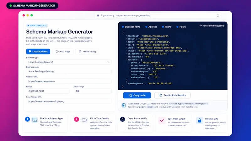 JSON-LD Schema Markup Generator screenshot 1