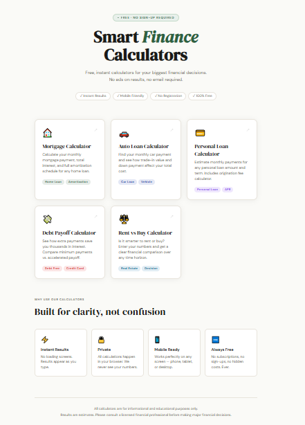 Built 5 free finance calculators gallery image