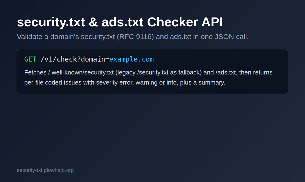 security.txt & ads.txt Checker API gallery image