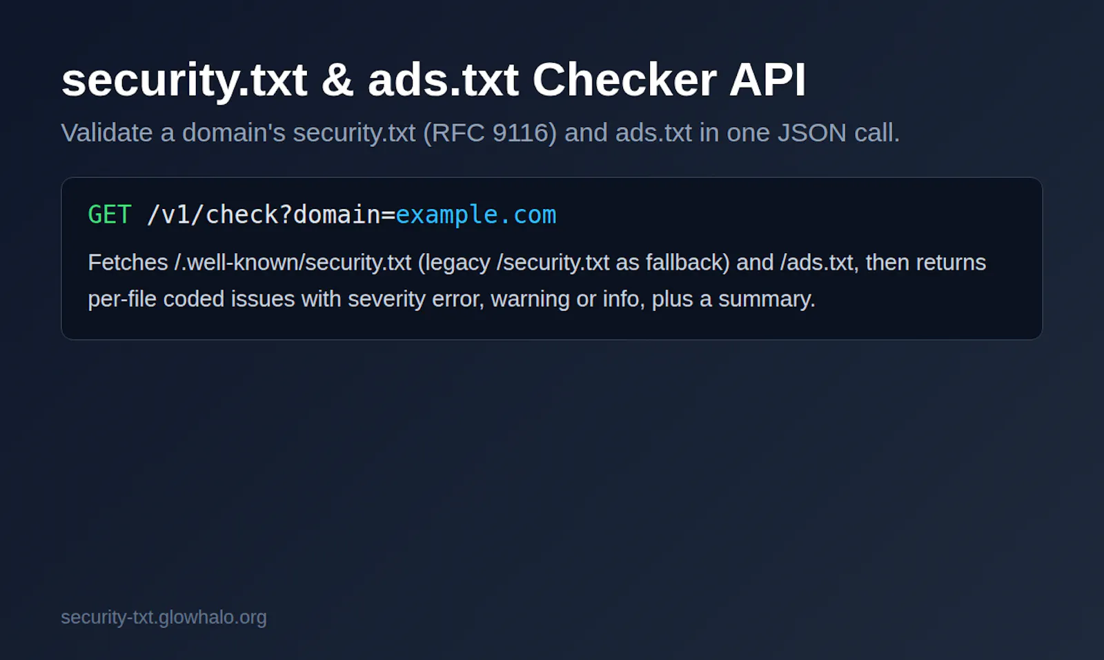 security.txt & ads.txt Checker API screenshot 5