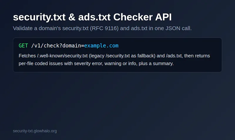 security.txt & ads.txt Checker API screenshot 5