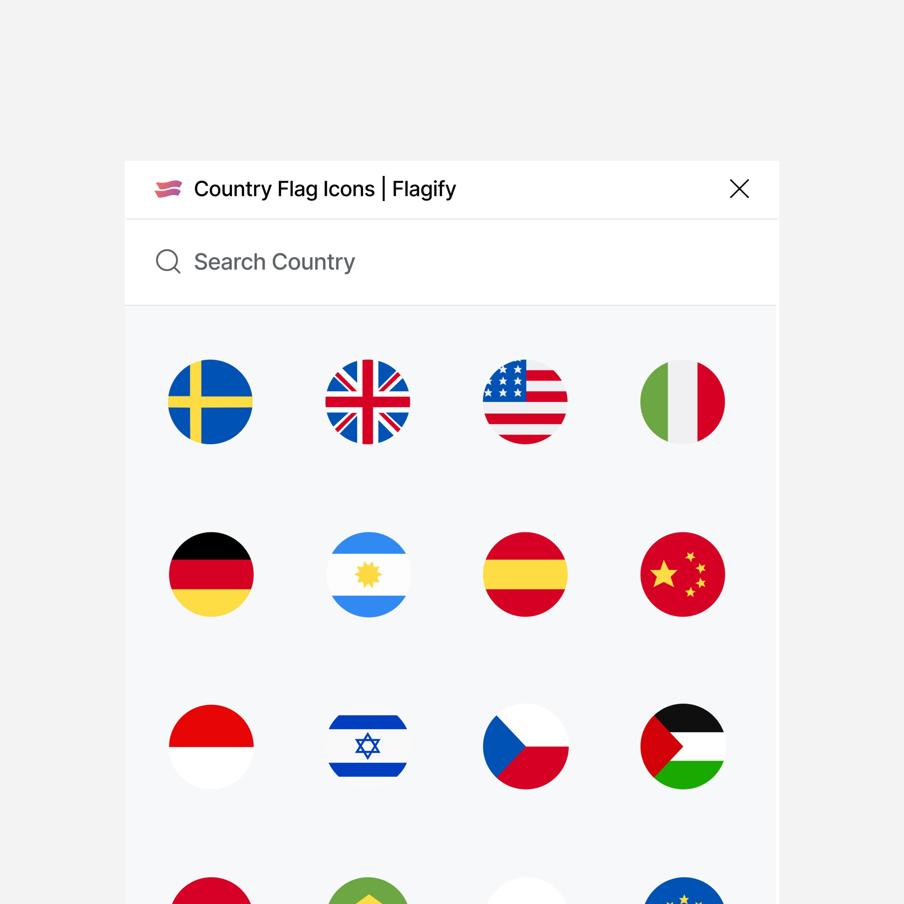 Flagify |Figma -plug -in - Country vlaggen icoon media 1