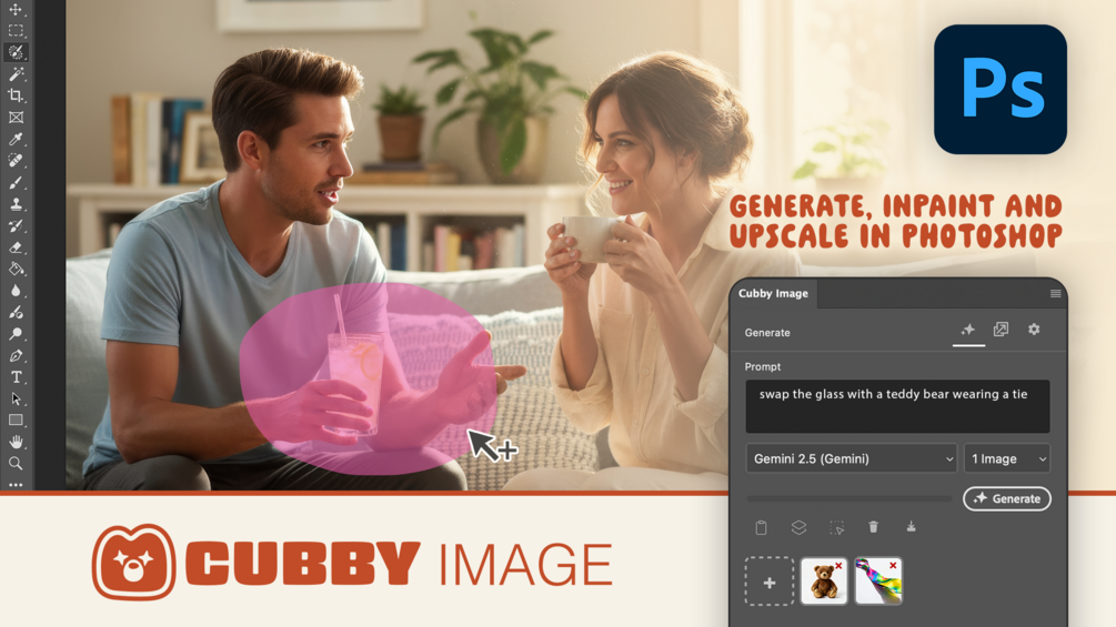 Média Image cubby - Génération d'images AI et augmentation, juste à l'intérieur de Photoshop 2