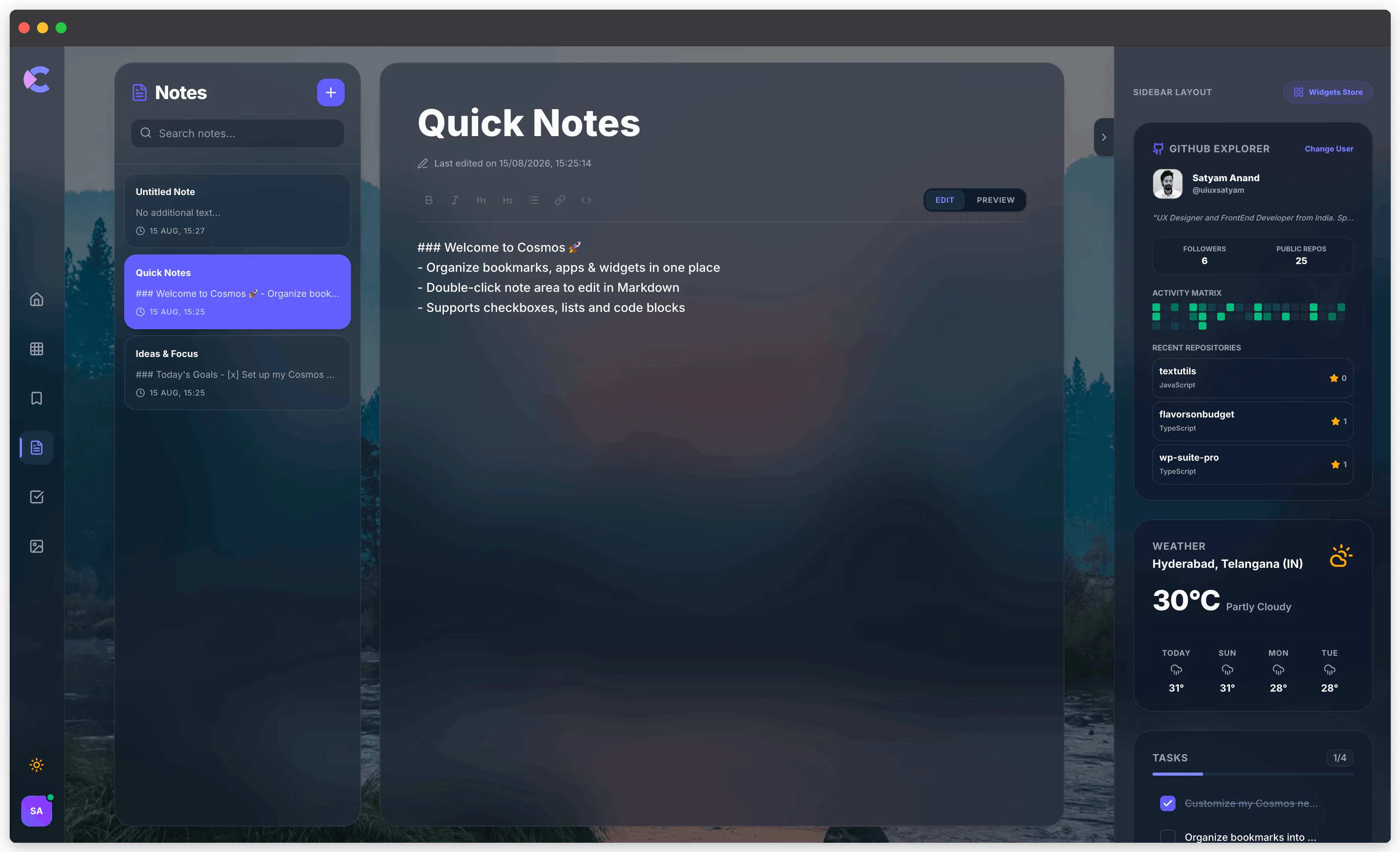 Cosmos : New Tab gallery image