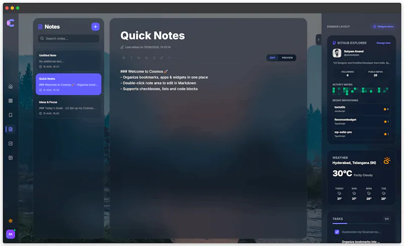 Cosmos : New Tab screenshot 4