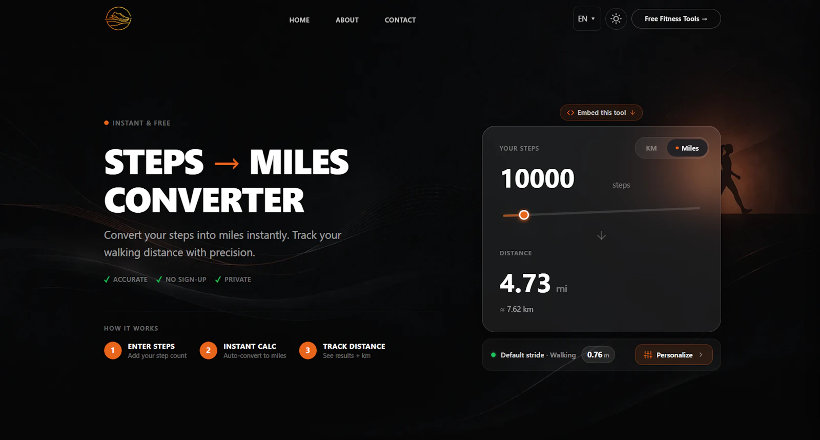 Steps To KM Converter screenshot 1