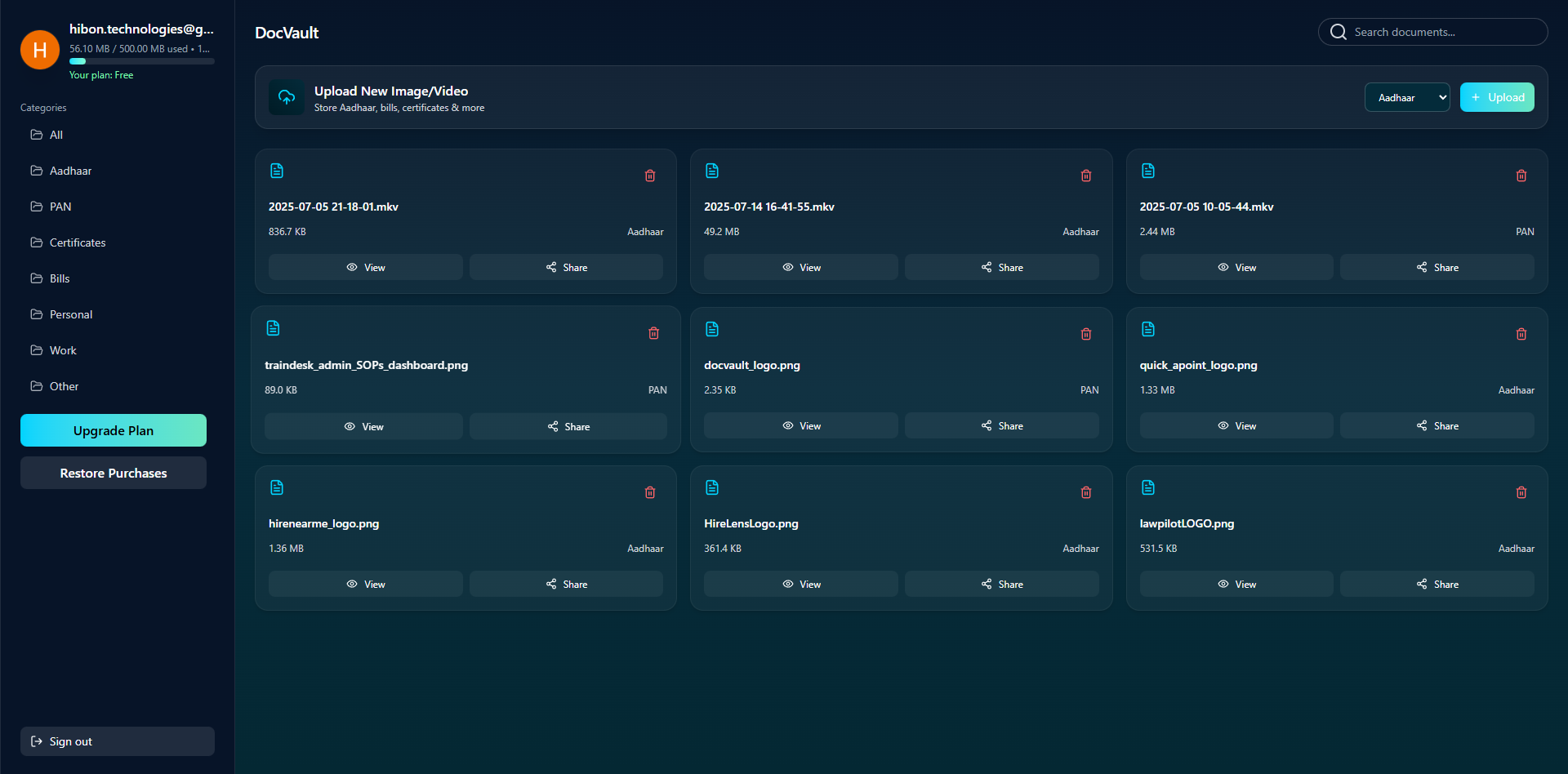 DocVault - Screenshot 2 showing product features and functionality