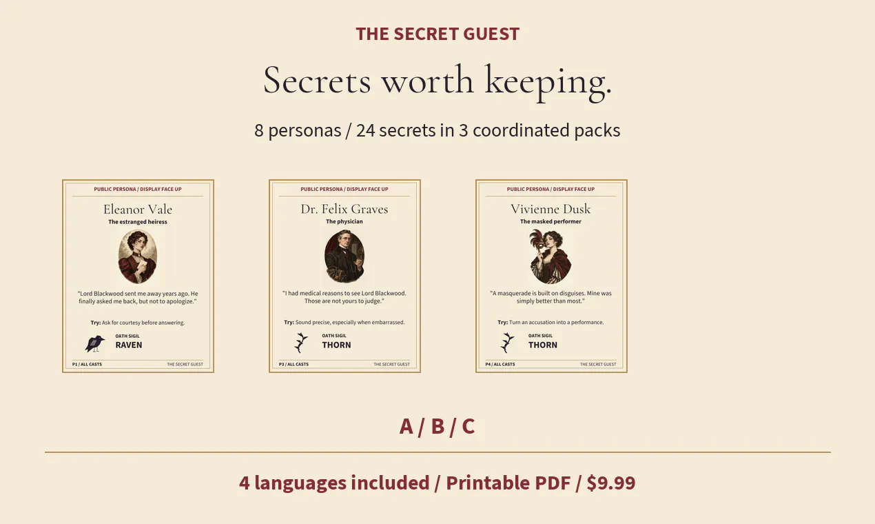 A printable vampire mystery game gallery image