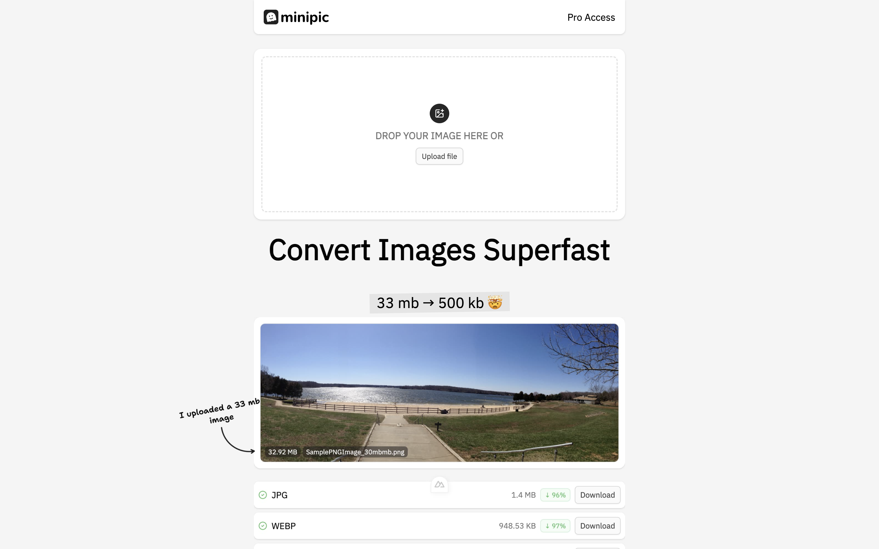 MINIPIC - Comprimeerbeelden Superfast - Uw foto's hebben lokaal geconverteerd en gecomprimeerd naar meerdere formaten media 3