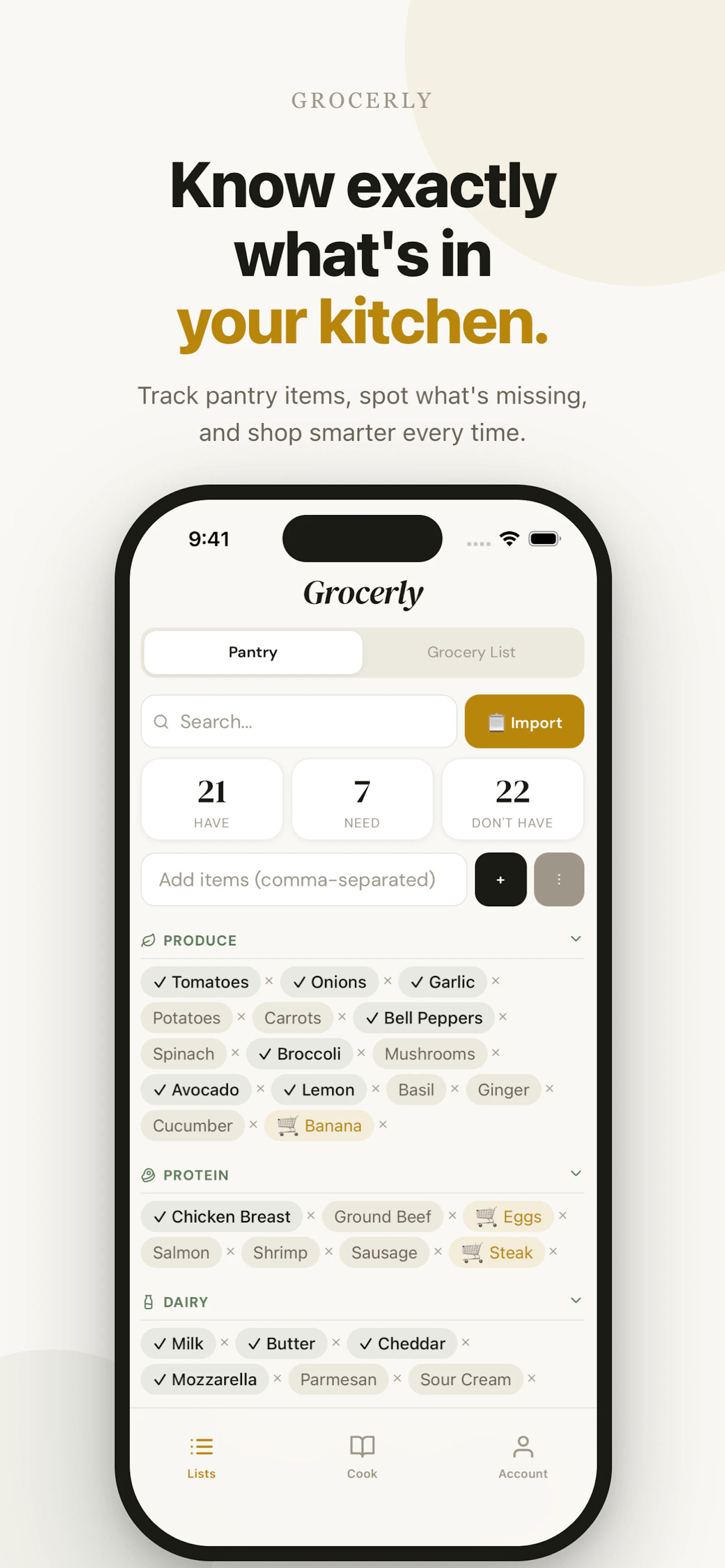 Grocerly: AI Recipe & Grocery screenshot 1