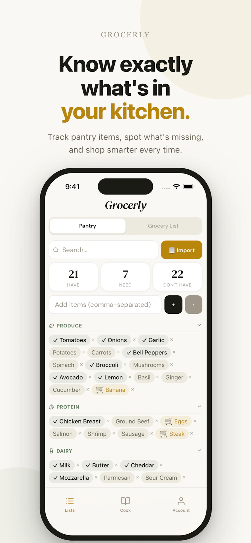 Grocerly: AI Recipe & Grocery screenshot 1