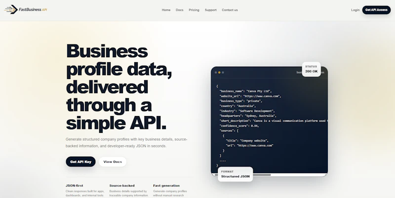 FastBusiness API screenshot 2
