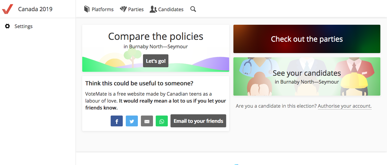 VoteMate Canada 2019 gallery image
