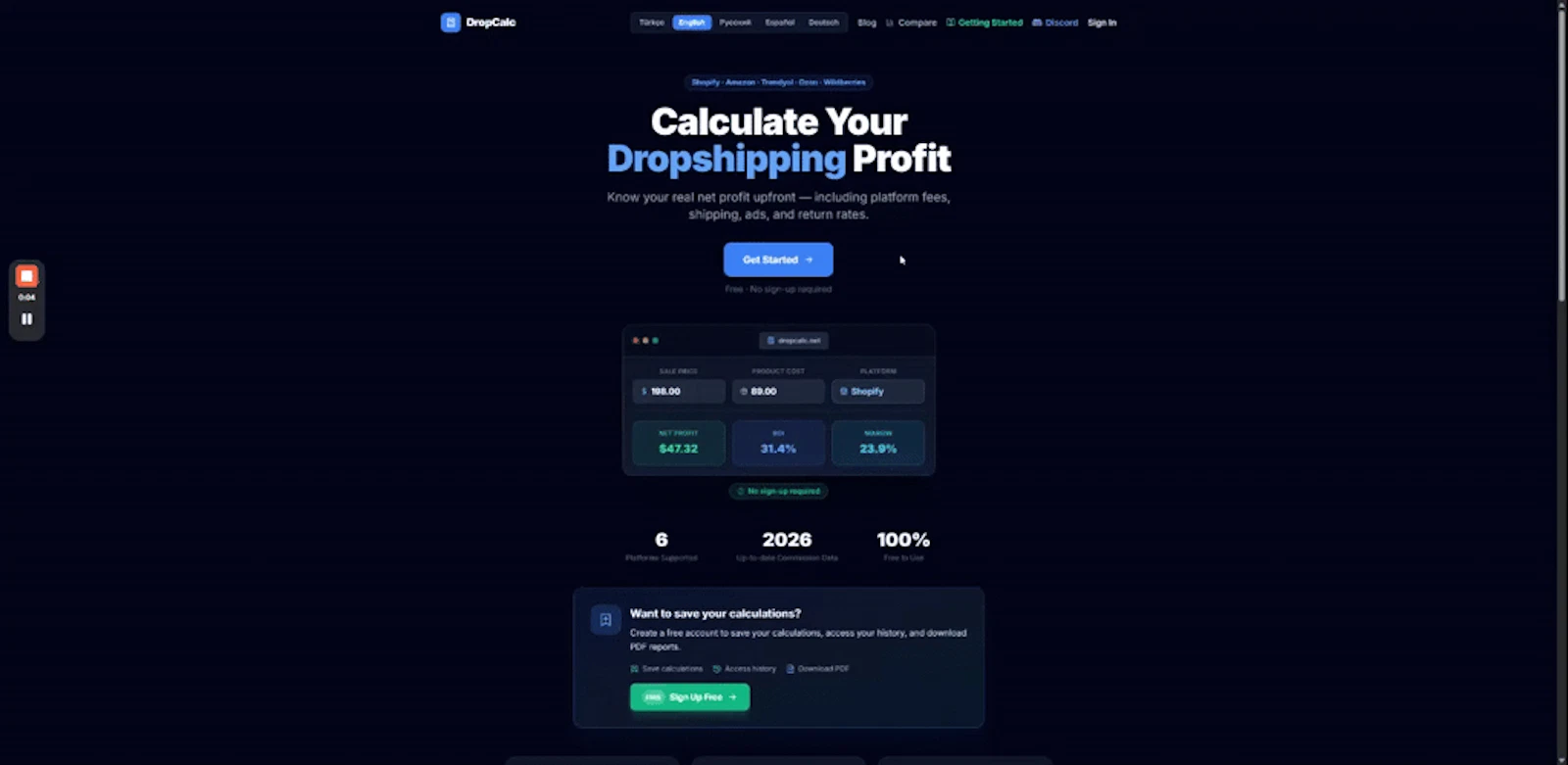 DropCalc - Dropshipping Calculator screenshot 1 (video preview)