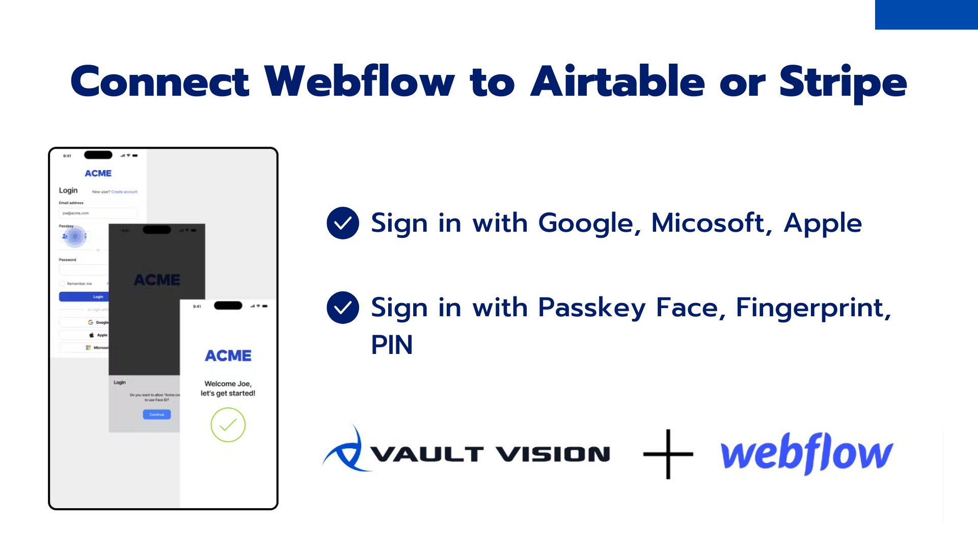 Vault Vision for Webflow - Не-код без пароля пользователей и Auth для сайтов веб-потока медиа 2