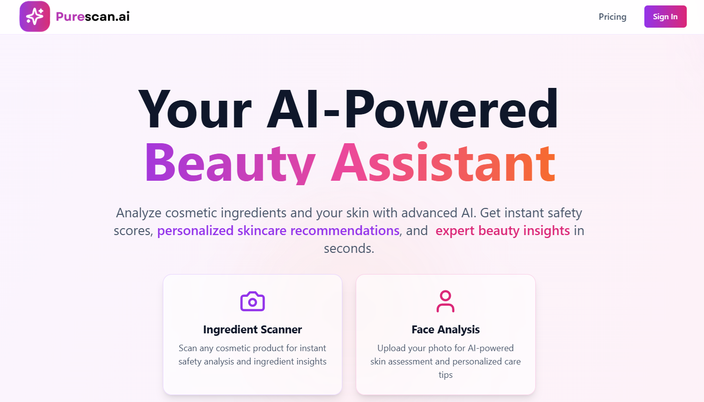 Média Ai de Purerescan - Analyse instantanée basée sur l'IA des cosmétiques et des affections cutanées. 1
