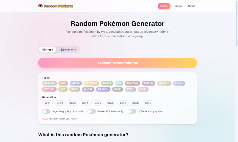 Random Pokémon Generator screenshot 4