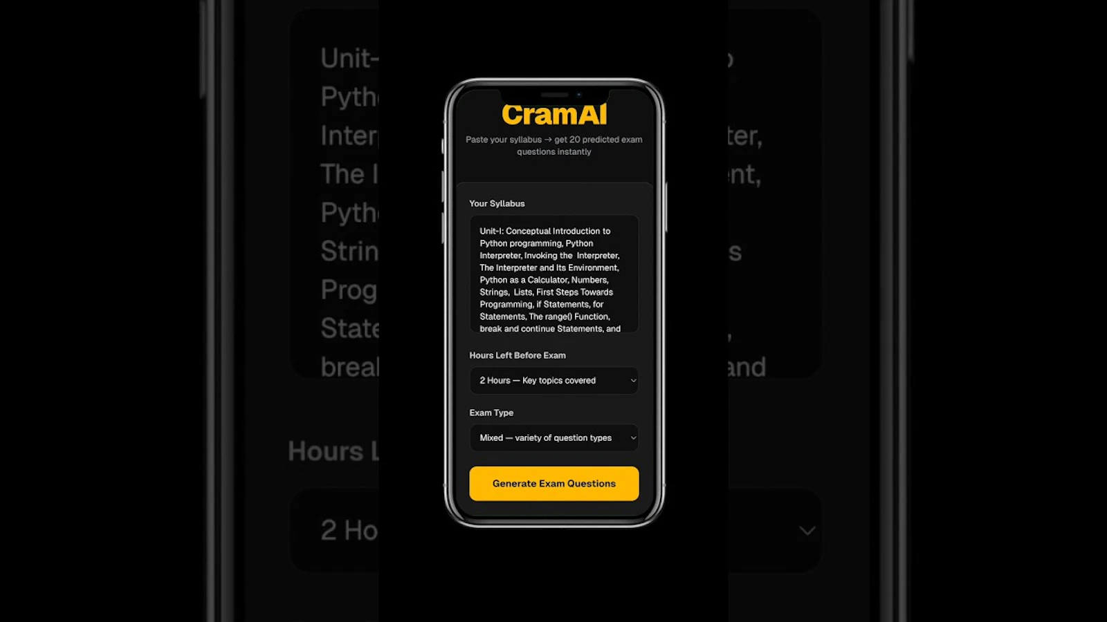 CramAI screenshot 1 (video preview)