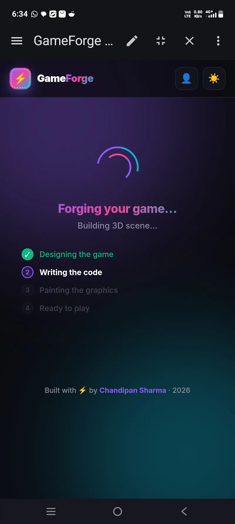 GameForge — Describe. Play. Create. screenshot 2