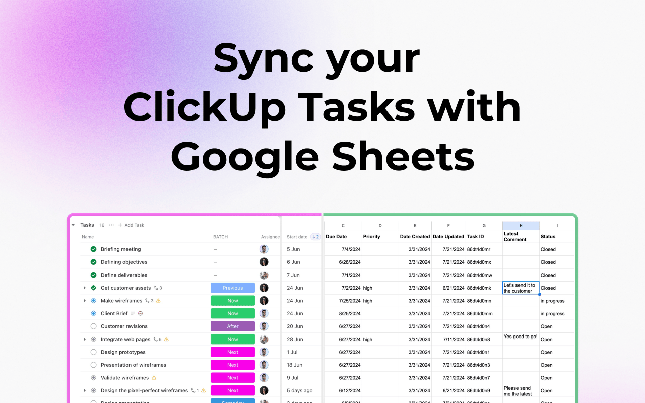 ClickUp to Sheets media 2
