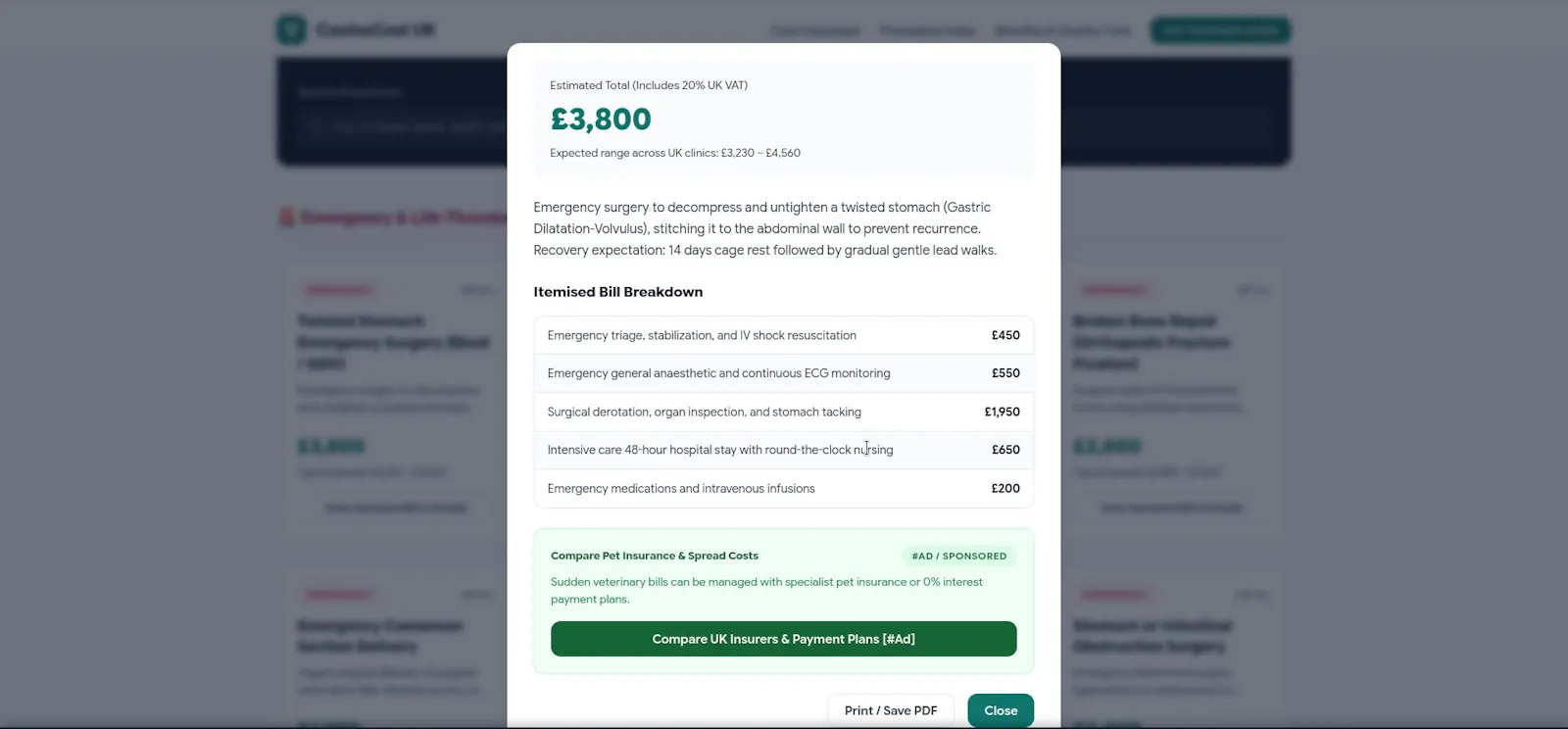 CanineCost UK — Vet Surgery Cost... screenshot 5