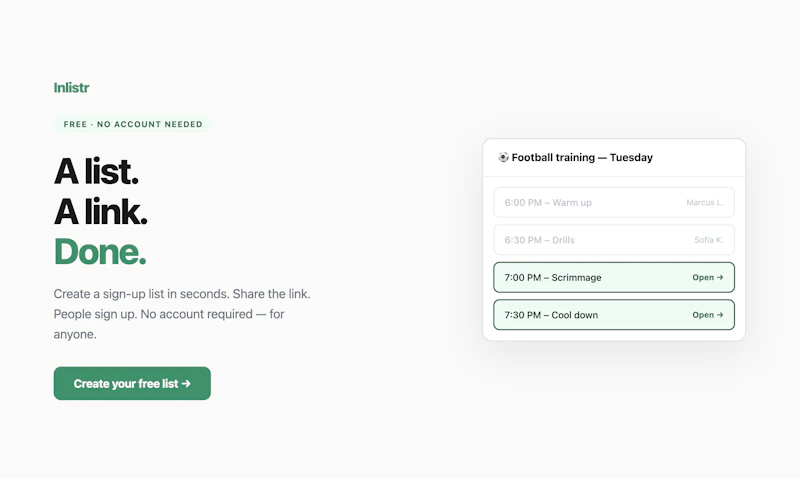 Inlistr screenshot 1