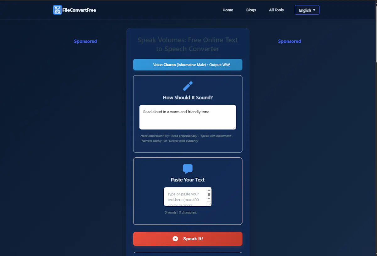 Text to Voice by FileConvertFree