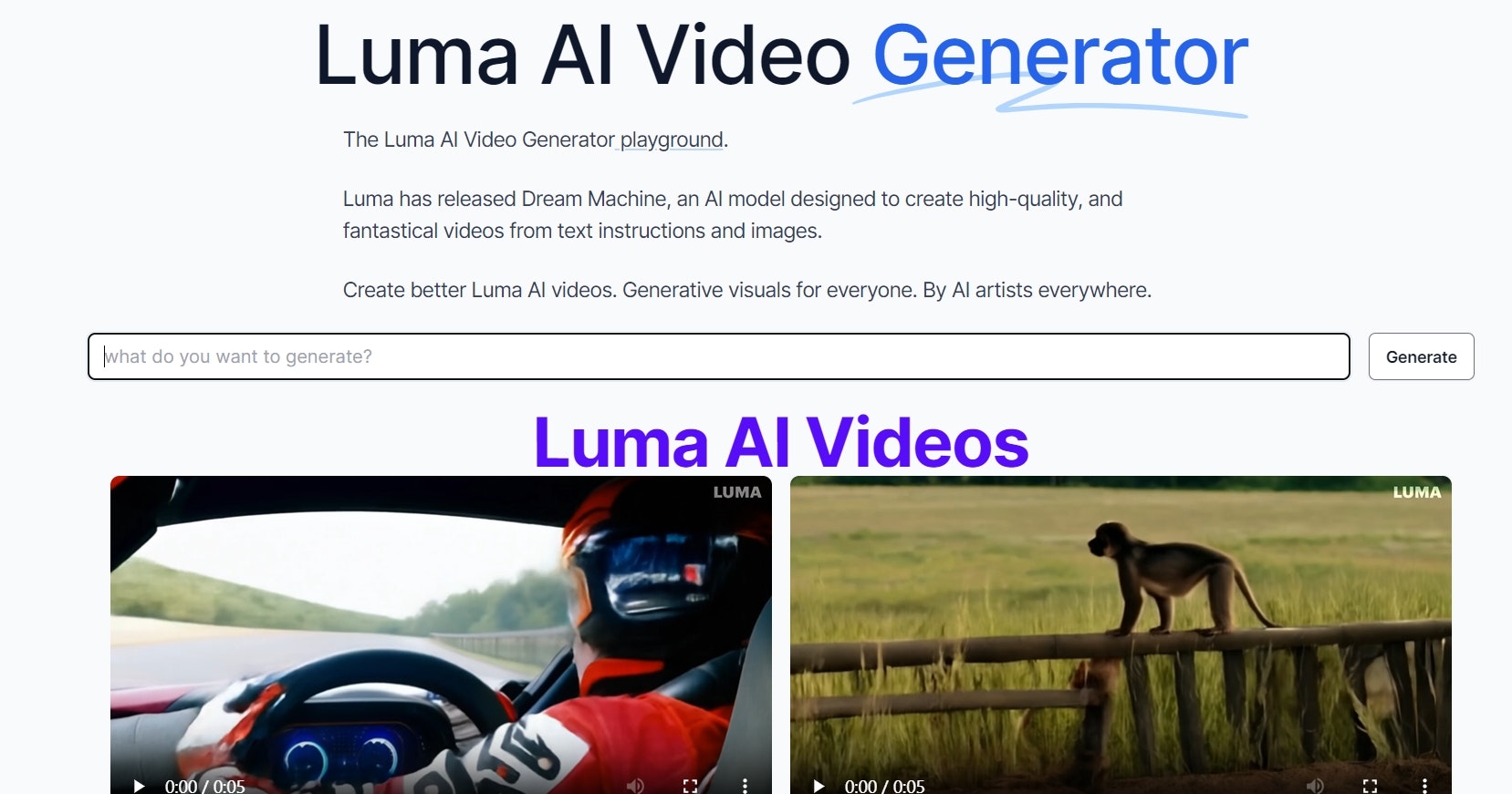 Free Luma AI Video Generator