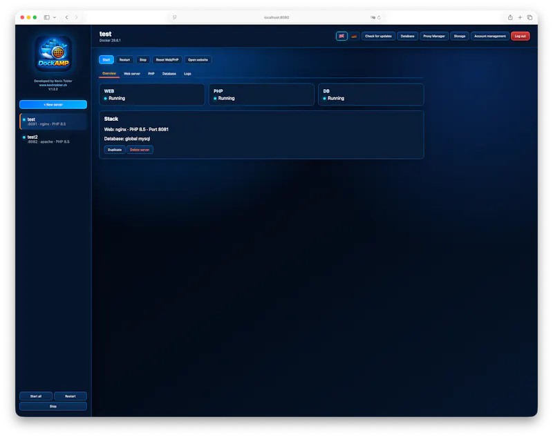 DockAMP Webstack Manager for Docker screenshot 4