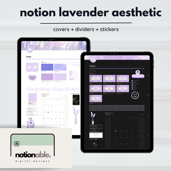 lavender notion aesthetic bundle 
