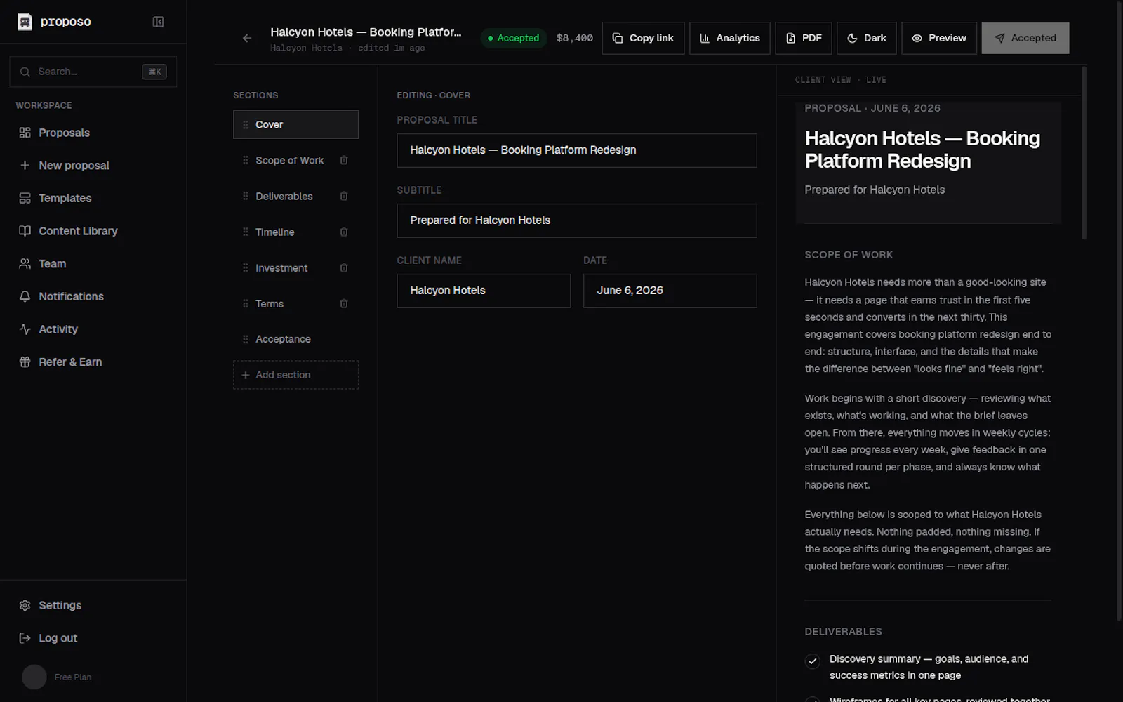 Proposo screenshot 2