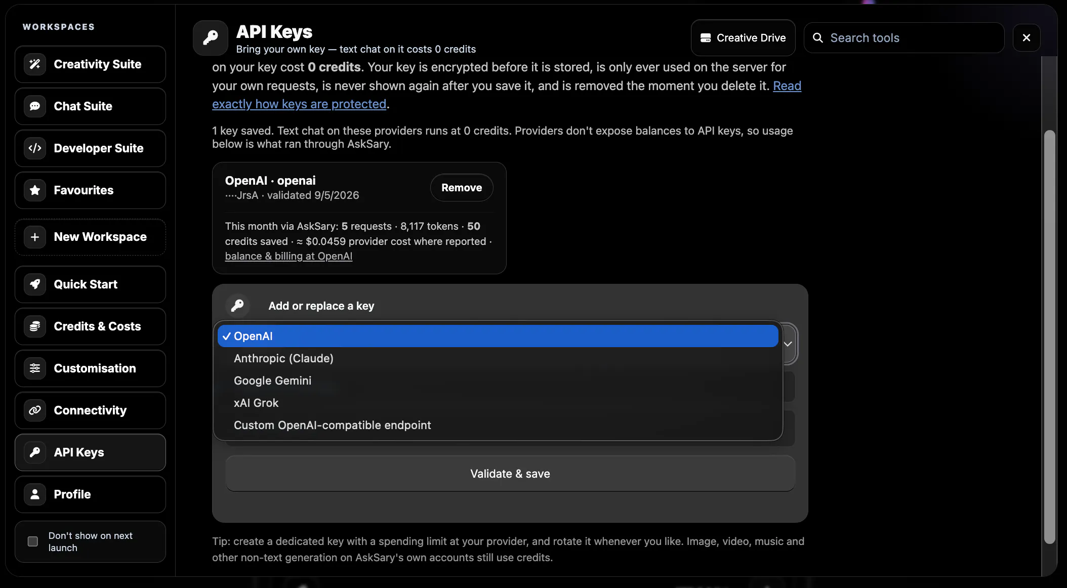 AskSary - BYOK-supported AI Studio gallery image