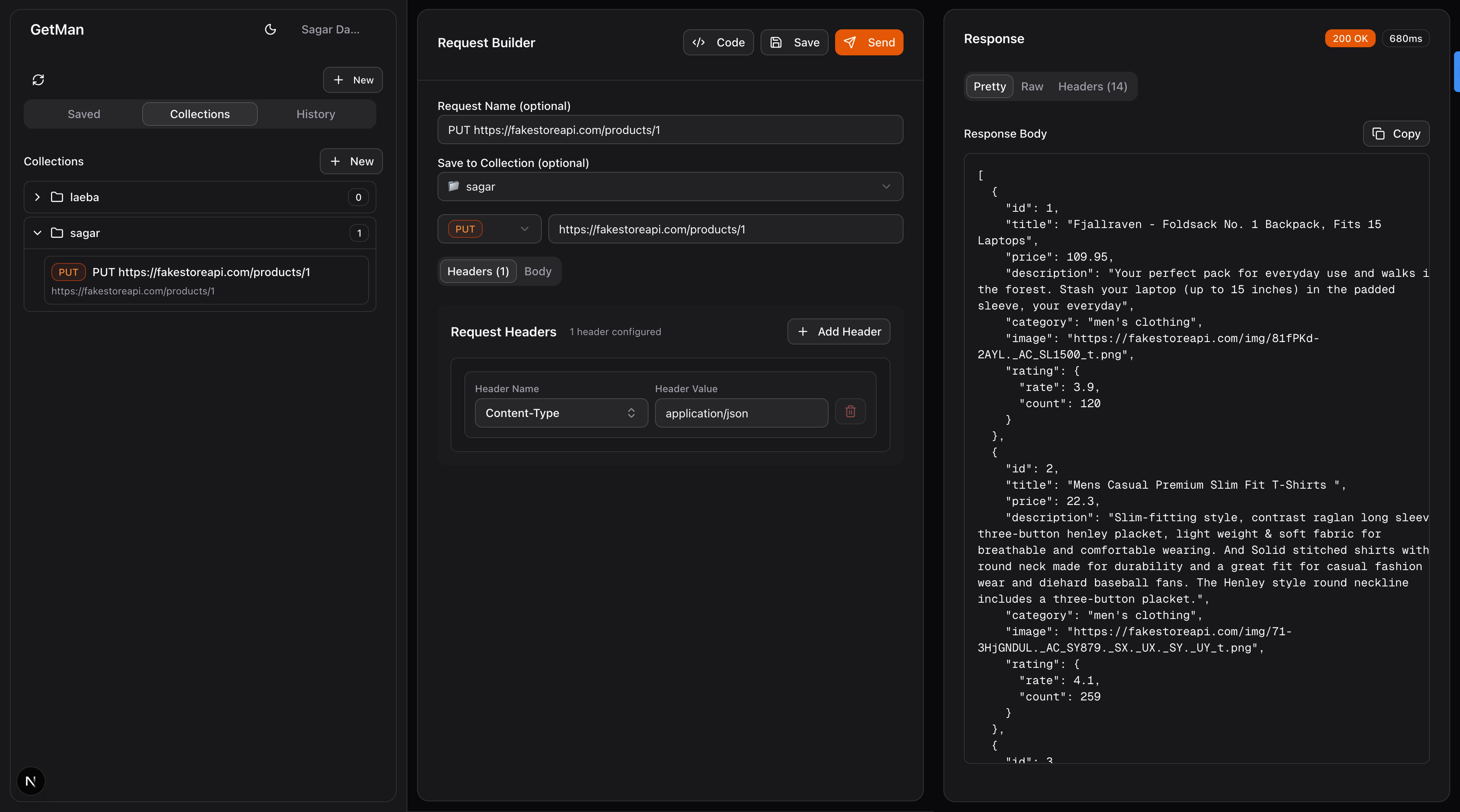 Mídia 2 de Getman - Painel de teste de API