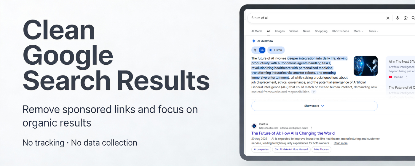 Google Search Sponsorlink Remover - Screenshot 2 showing product features and functionality