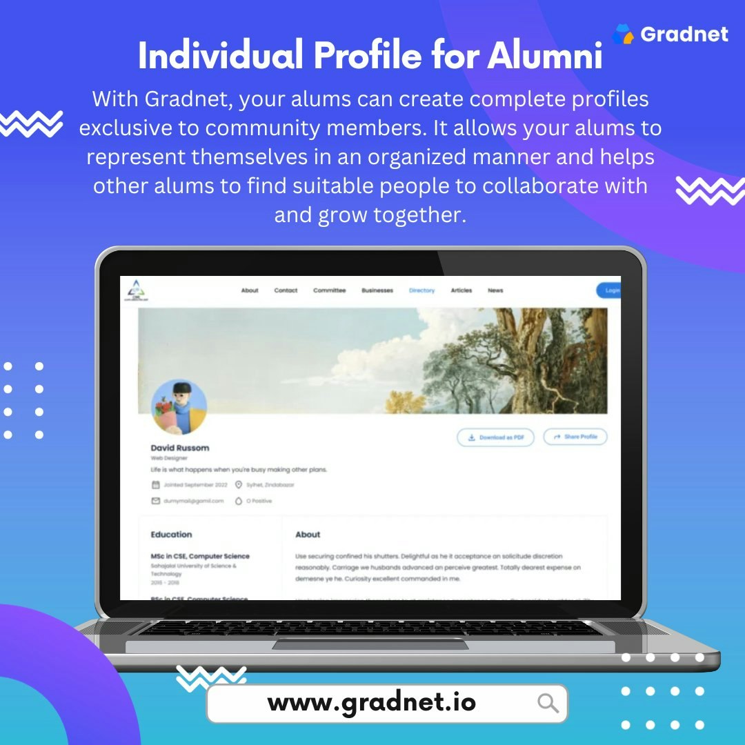 Gradnet - Hepsi bir arada mezunlar ve topluluk yönetimi yazılımı medya 1