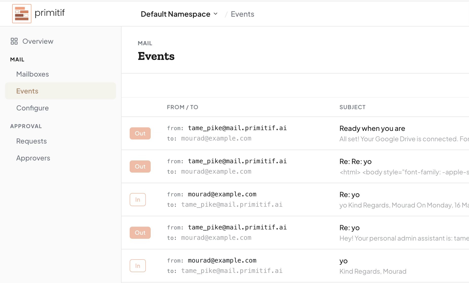 Primitif: Mail & Approval for AI Agents gallery image