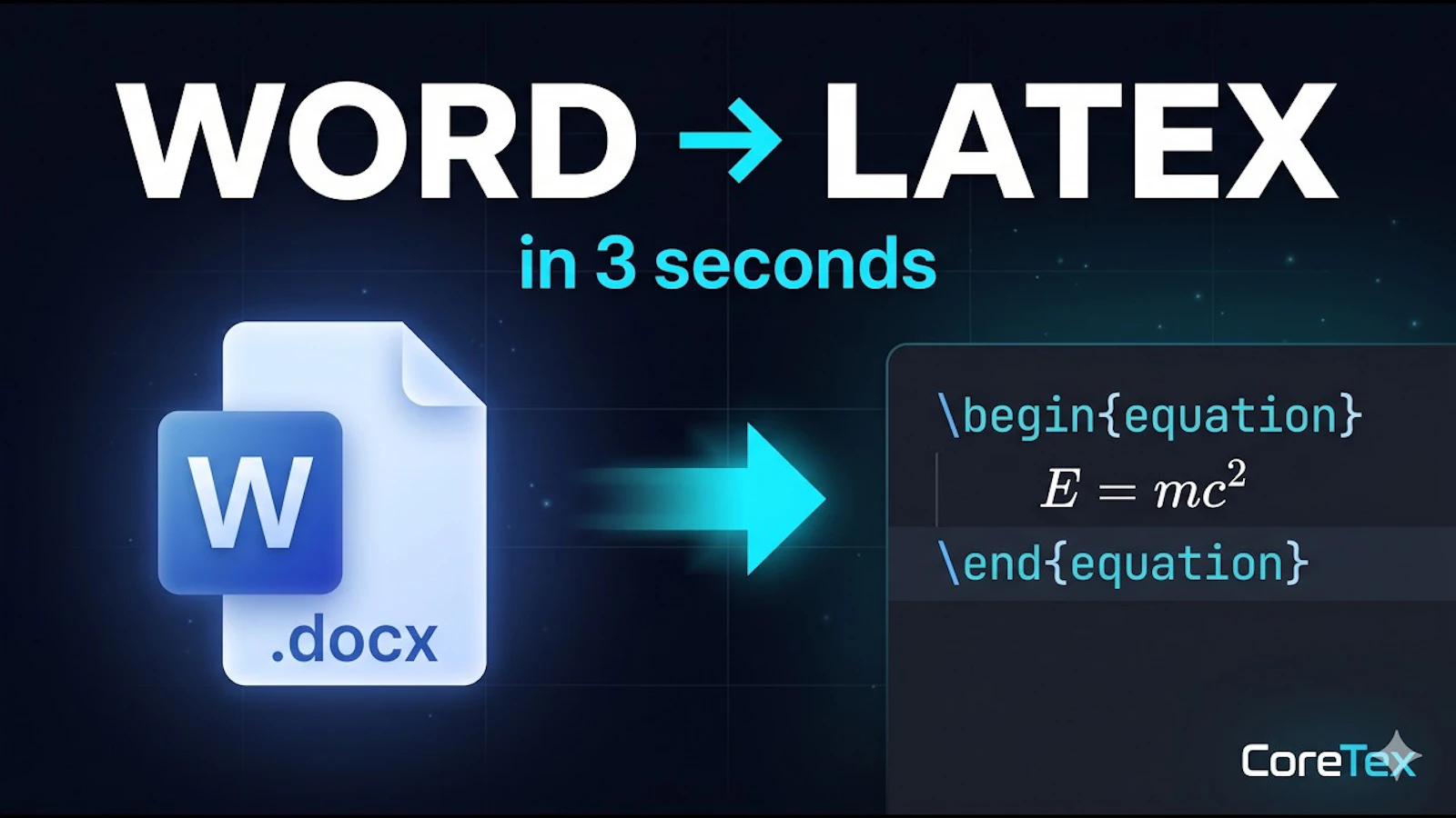 CoreTex · Word → LaTeX screenshot 1 (video preview)