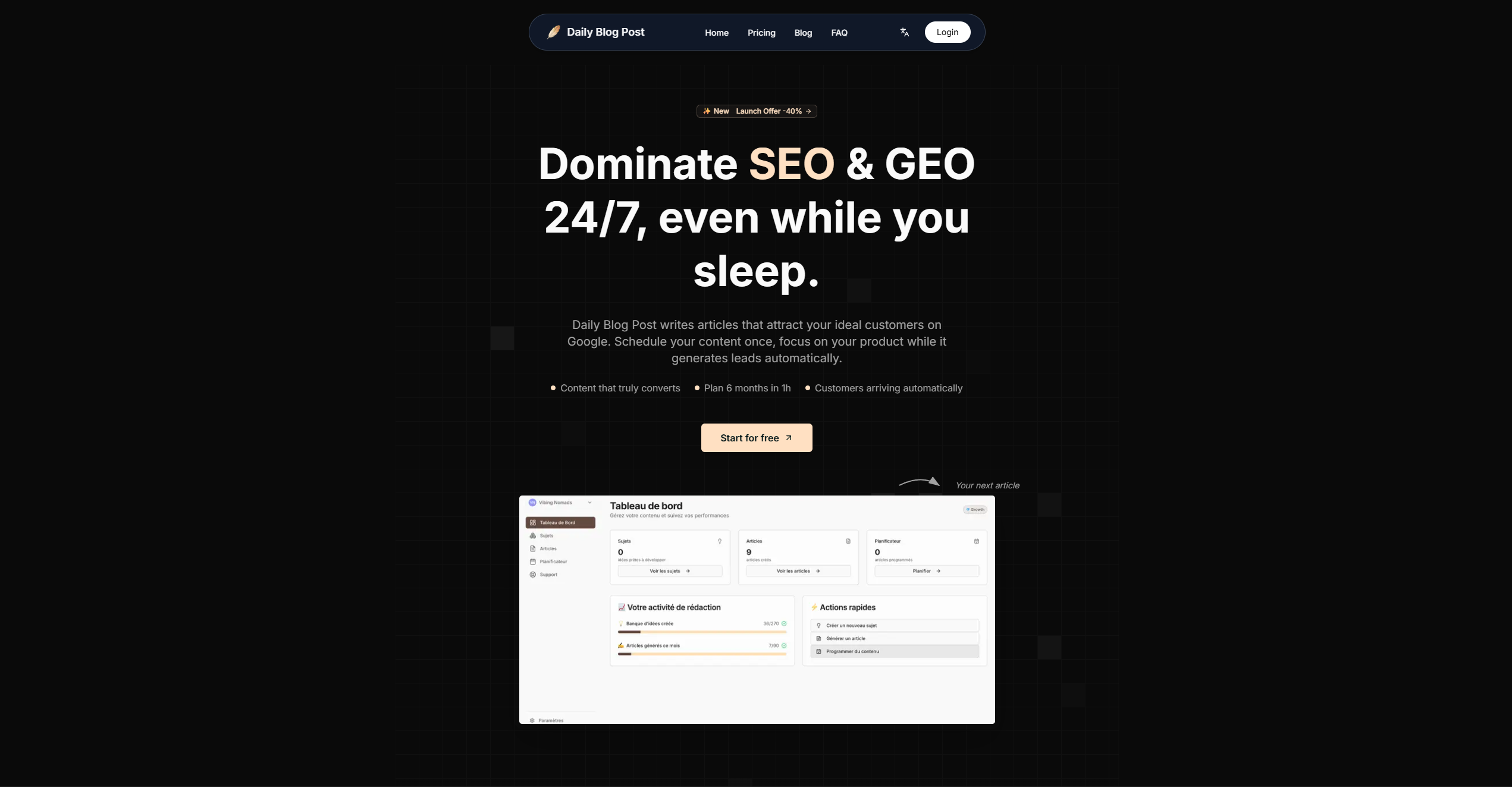 Daily Blog Post - Main product screenshot demonstrating key features and user interface