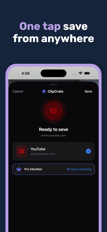 ClipCrate - AI Video Saver - Screenshot 5 showing product features and functionality