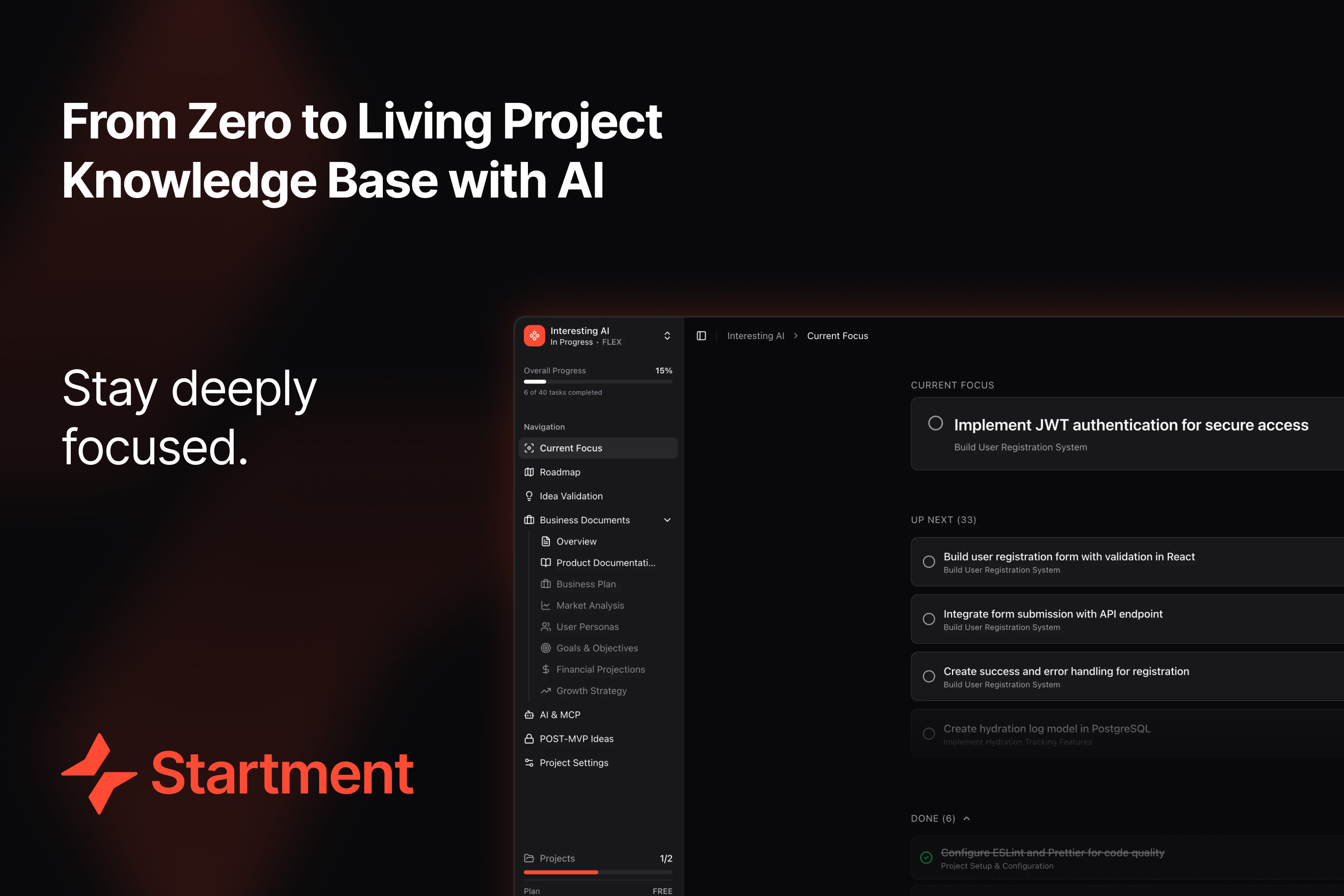 Startment AI - Screenshot 4 showing product features and functionality