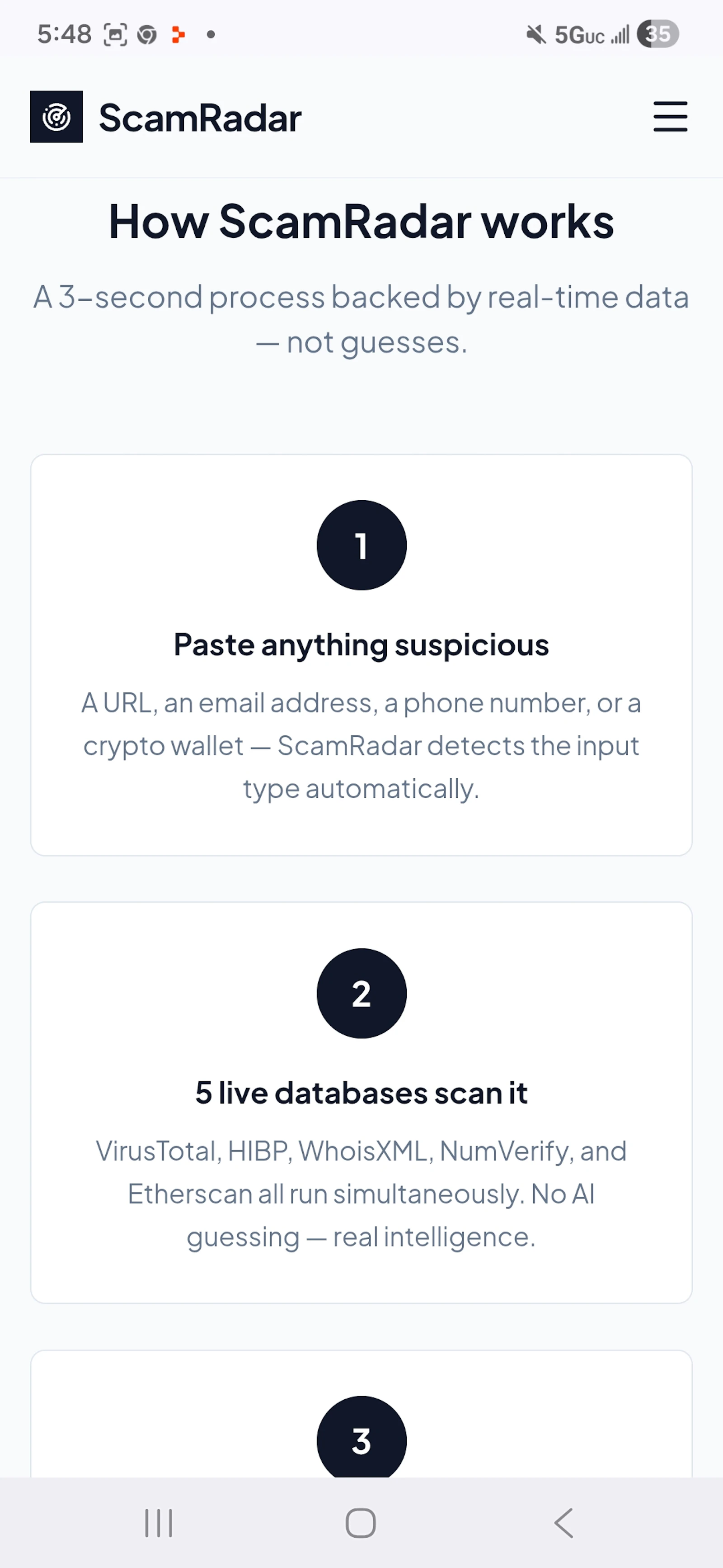 ScamRadar screenshot 1