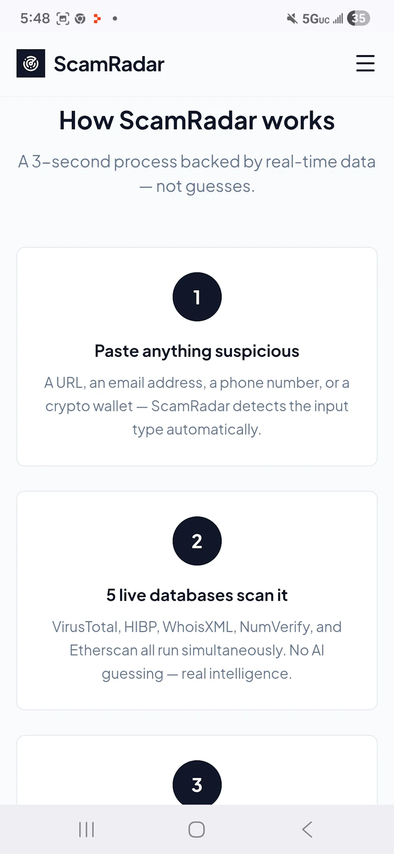 ScamRadar screenshot 1