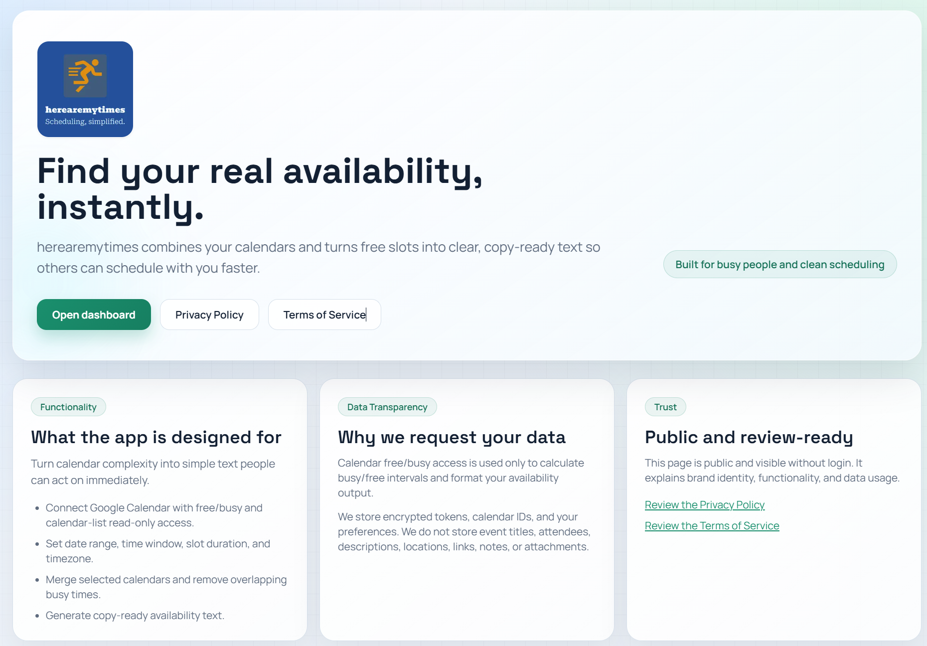 herearemytimes - Main product screenshot demonstrating key features and user interface