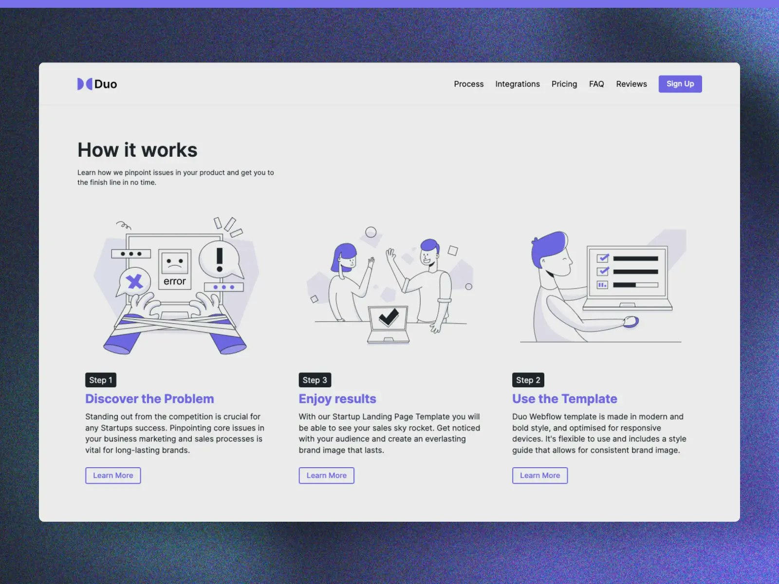 เทมเพลตหน้า Landing Page Duo สำหรับ startups media 3