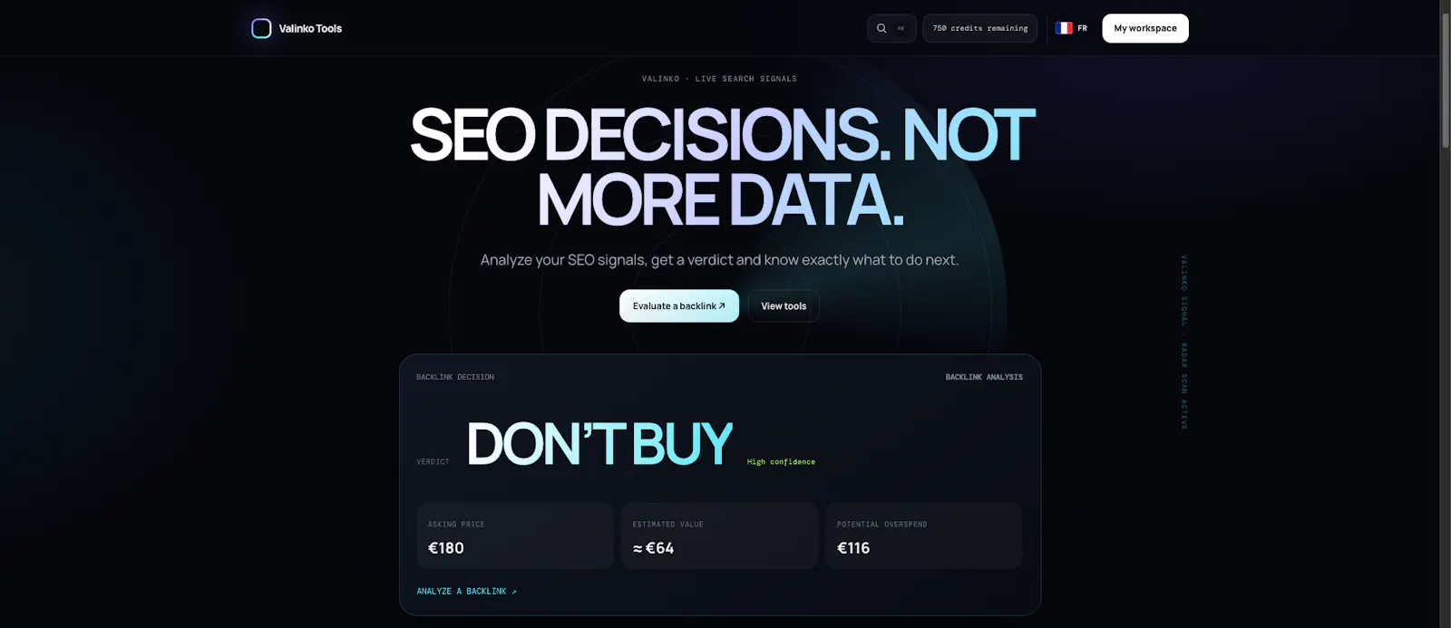 Valinko Backlink Value Calculator screenshot 2