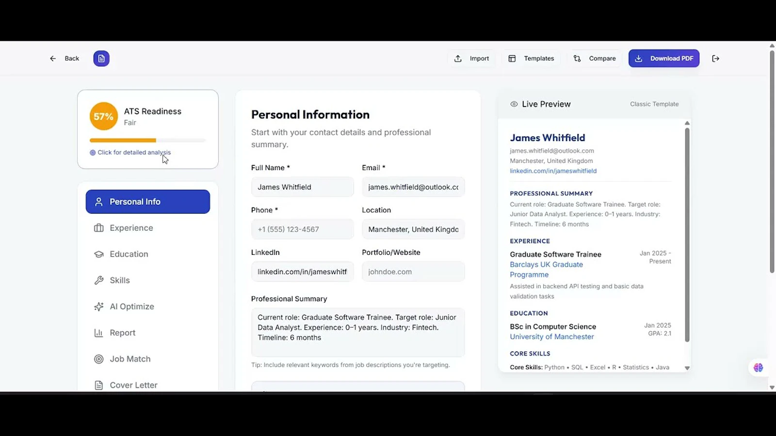 ATSFy Career Intelligent Assistant screenshot 1 (video preview)